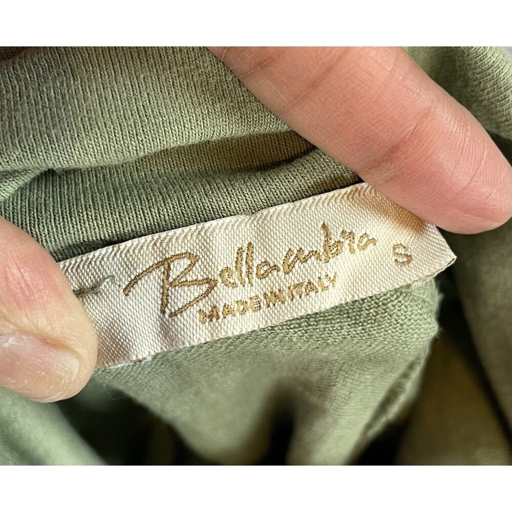Bellambra Green Linen Wide Leg Pants Small Stretch Waist Tie Front Boho Lounge - Picture 4 of 5